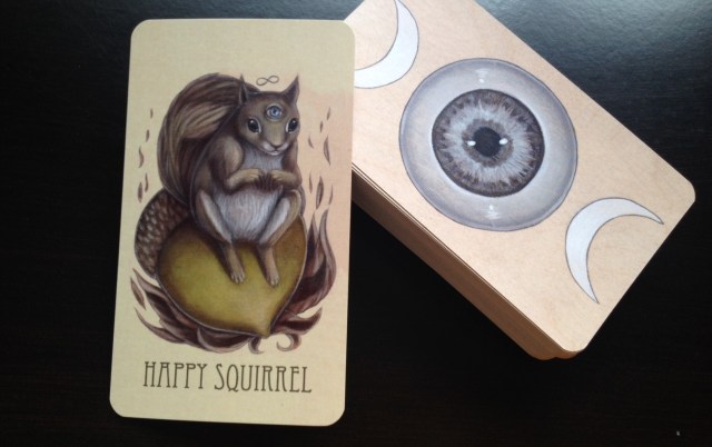Wooden Tarot - Happy Squirrel Card