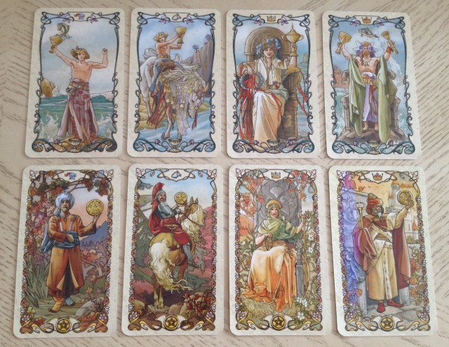 Tarot Mucha 11 Courts (Cups and Pentacles)